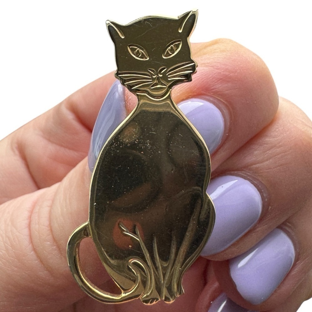 Cat Kitty Gold Tone Pin Brooch Vintage Jewellery Decorative - Picture 3 of 3